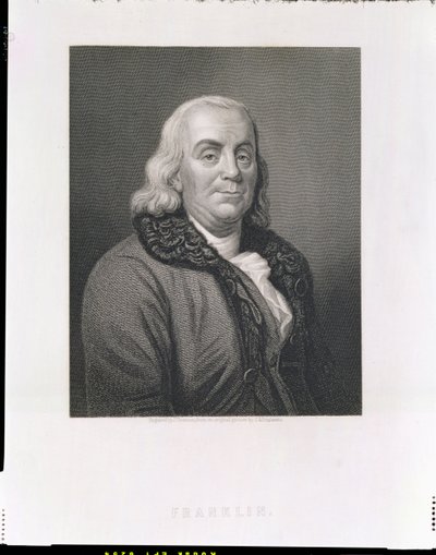 Porträt von Benjamin Franklin, graviert von J. Thomson, veröffentlicht von William Mackenzie von Joseph Siffred Duplessis